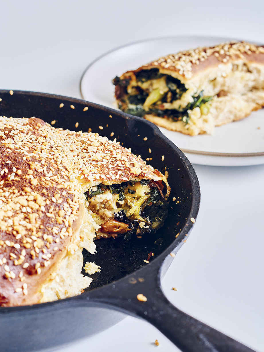 Savory Morning Bun with Sausage, Fontina, and Broccoli Rabe