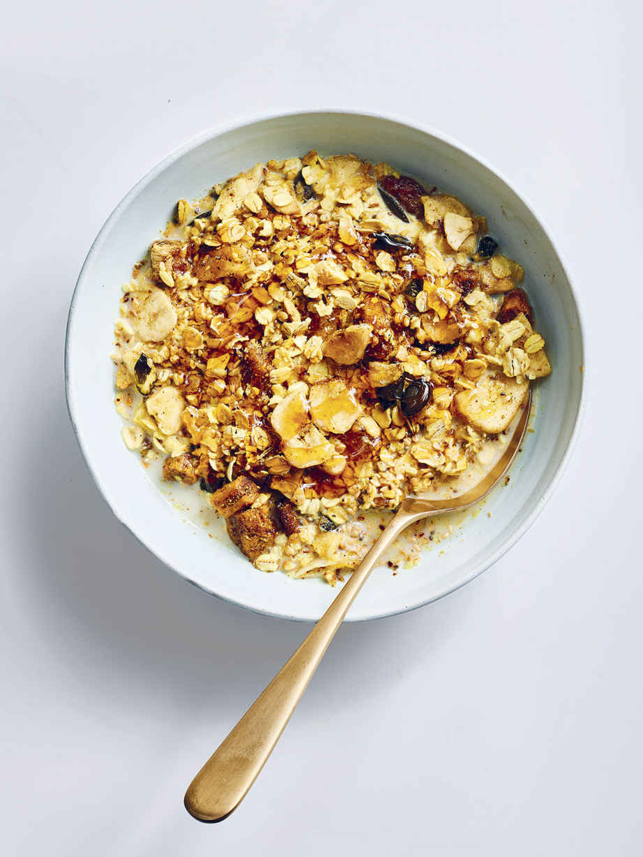 Muesli with Buckwheat, Dried Fruit, Coconut, and Turmeric