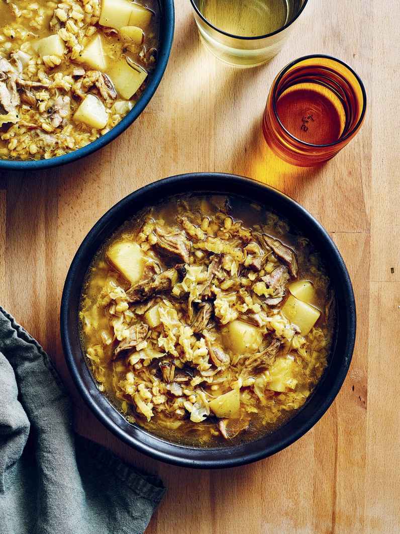 Lightly Curried Lamb, Cabbage, and Barley Soup