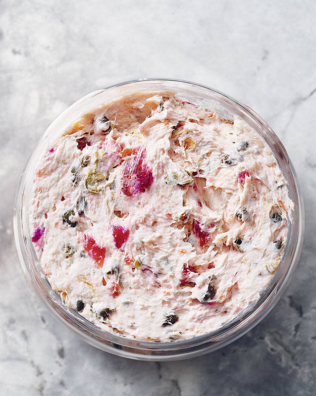 Beet, Smoked Salmon, and Caper Cream Cheese