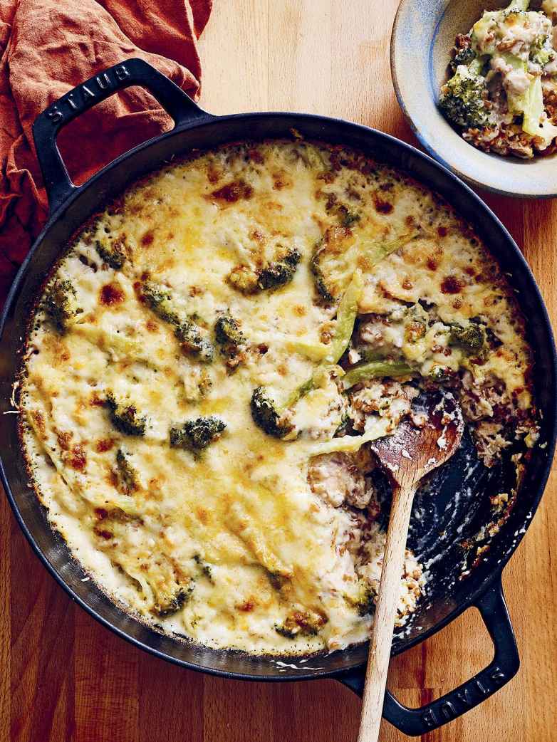 Broccoli, Tuna, and Wheat Berry Gratin