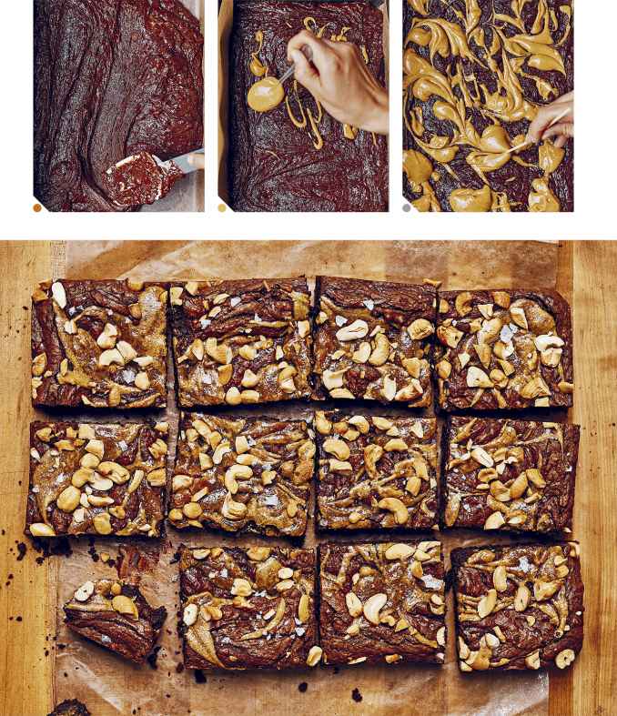 Chocolate Rye Brownies with Cashew Swirl