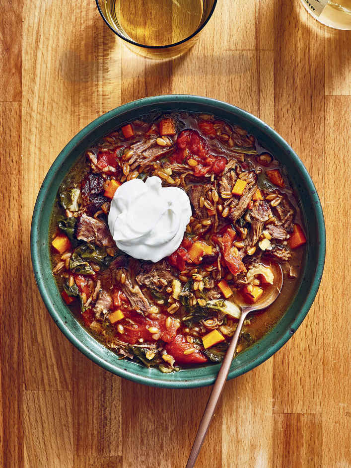 Beef and Swiss Chard Soup with Spelt