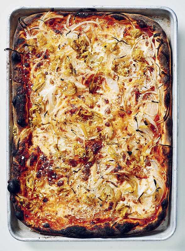 Spring Onion and Pepperoncini Pizza